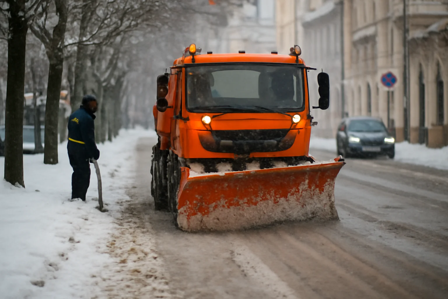 11 vehicule de deszăpezire pe traseu și 230 de tone de material antiderapant împrăștiate