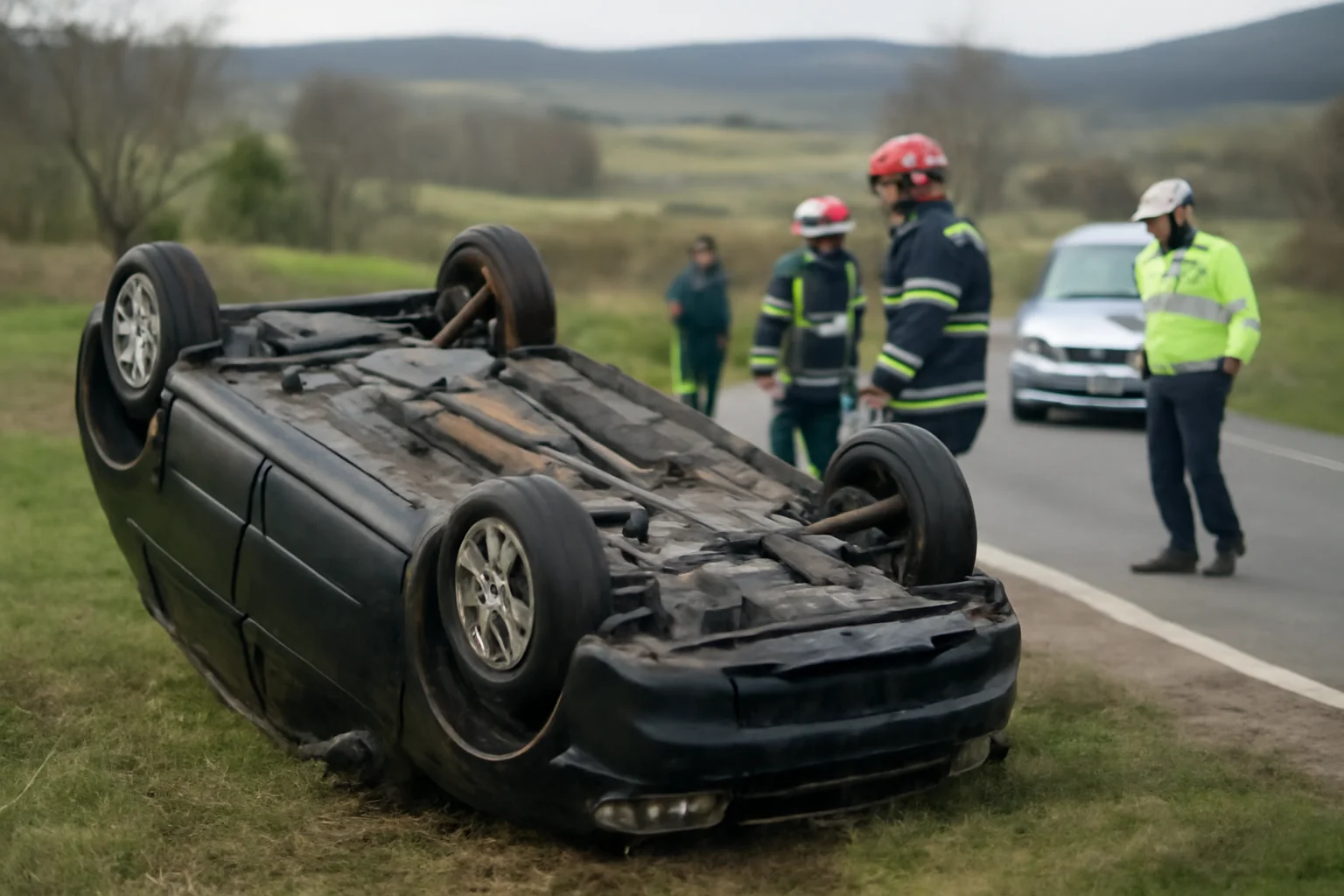 Accident rutier între Agnita și Ruja, în județul Sibiu: un tânăr de 25 de ani s-a răsturnat cu mașina