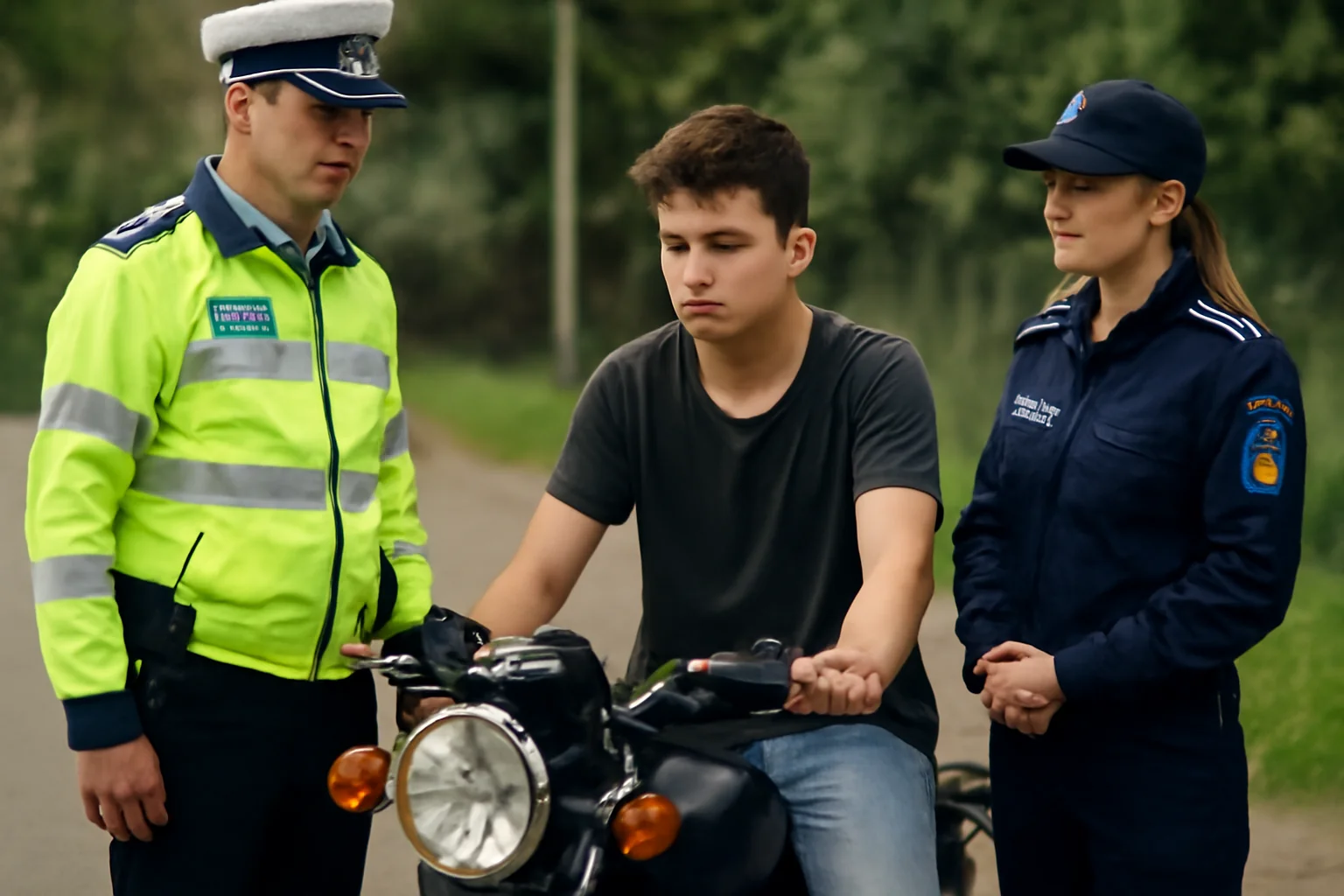 Adolescent de 17 ani, oprit în trafic băut, fără permis și pe o motocicletă neînregistrată