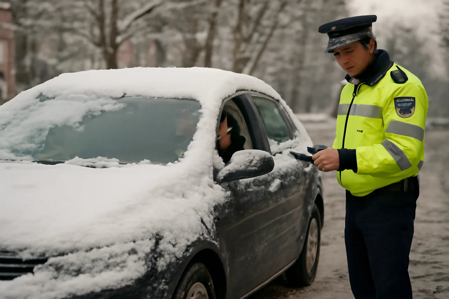 Amenzi semnificative la Sibiu pentru șoferii care pornesc cu mașina acoperită de zăpadă