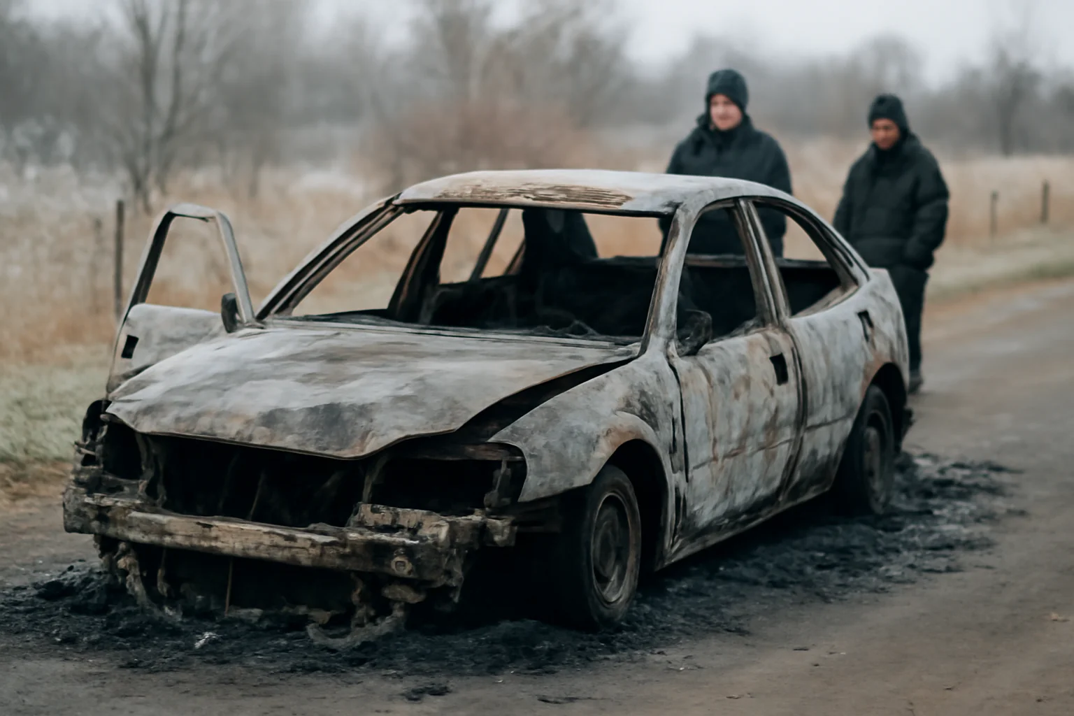Autoturism distrus de incendiu în ultima zi a anului, în județul Sibiu