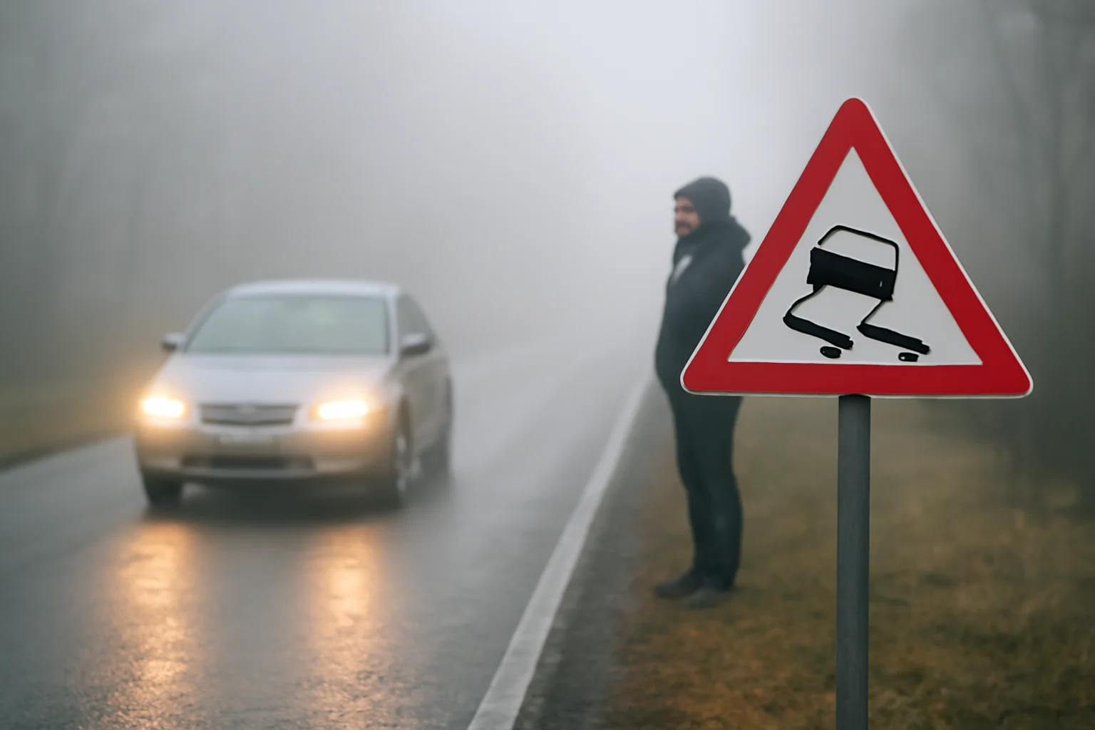 Avertizare pentru șoferi în Sibiu: ceață densă și carosabil umed pe mai multe drumuri din județ