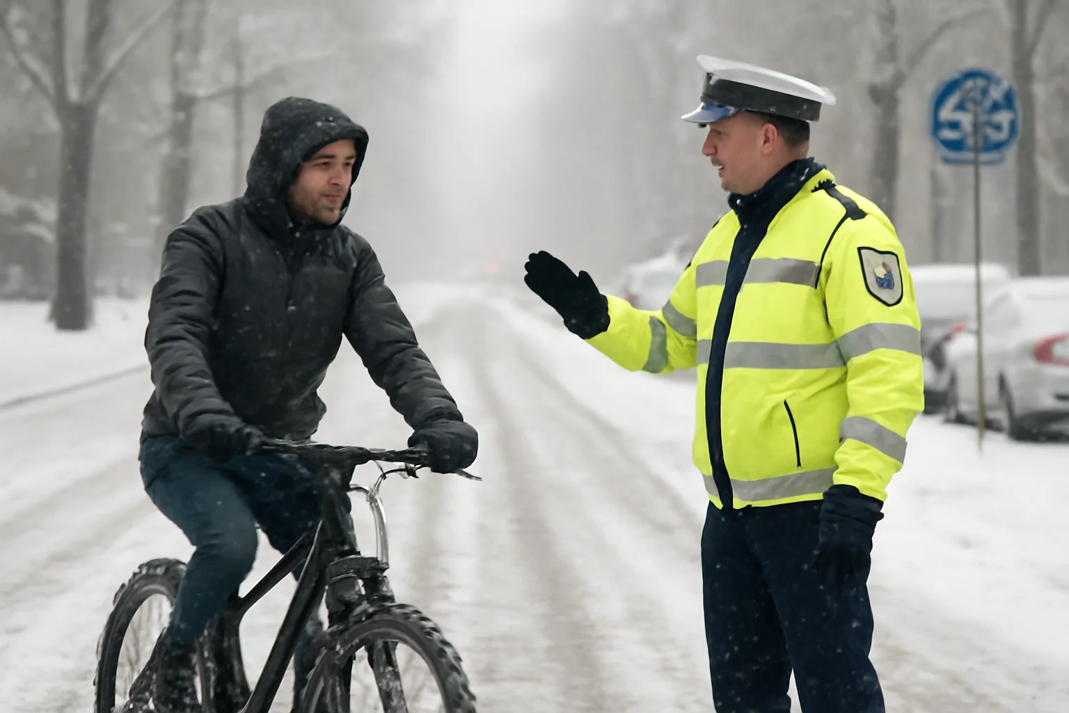Campanie la Sibiu: Urban Bike Revolution și IPJ reamintesc interdicția mersului pe bicicletă pe carosabil acoperit cu zăpadă