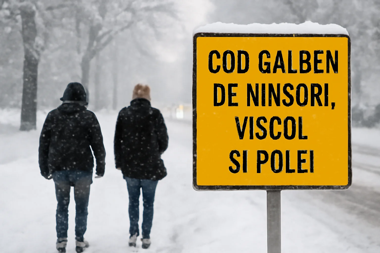 Cod galben de ninsori, viscol și polei în Sibiu până duminică dimineața