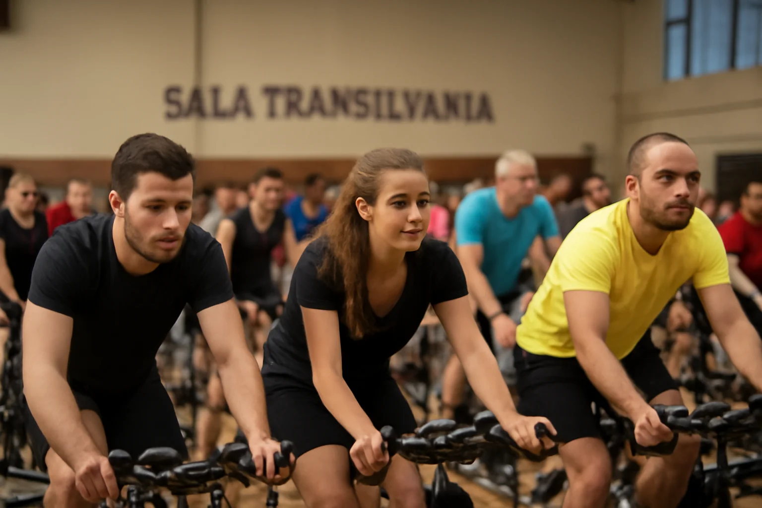 Comunitatea de cicliști din Sibiu, reunită la Sala Transilvania pentru un eveniment de pedalat indoor