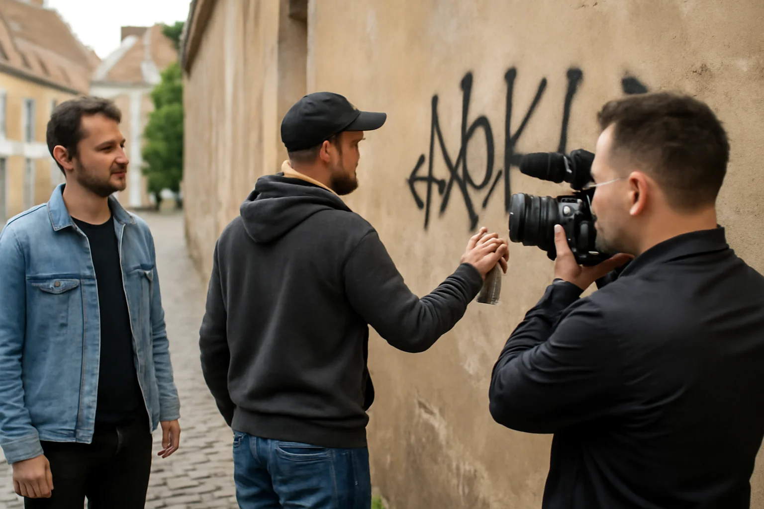 Doi tineri, identificați la Sibiu după vandalizarea unui imobil istoric cu ajutorul camerelor video