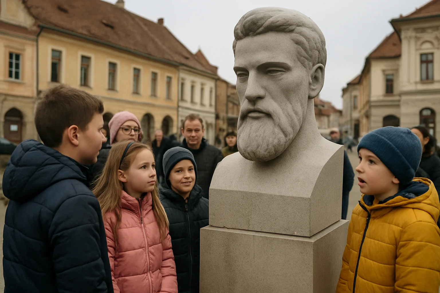 Expoziție Brâncuși în Piața Mică, creată de elevi din Sibiu