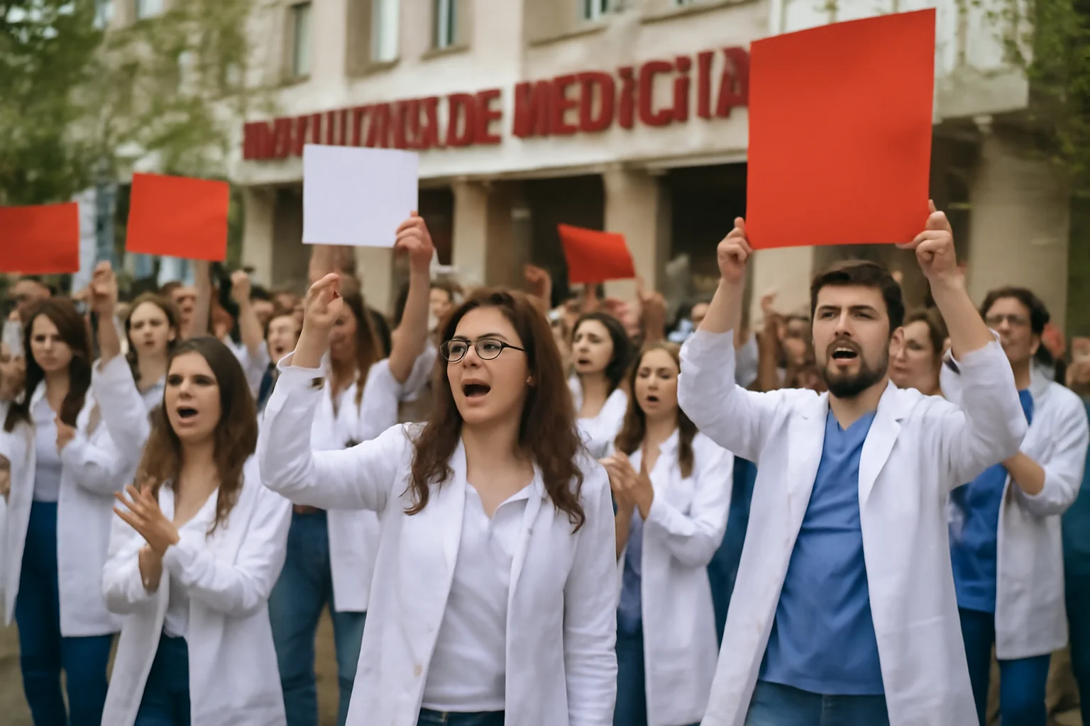 Flashmob AUR despre noul spital județean mutat la Facultatea de Medicină din Sibiu