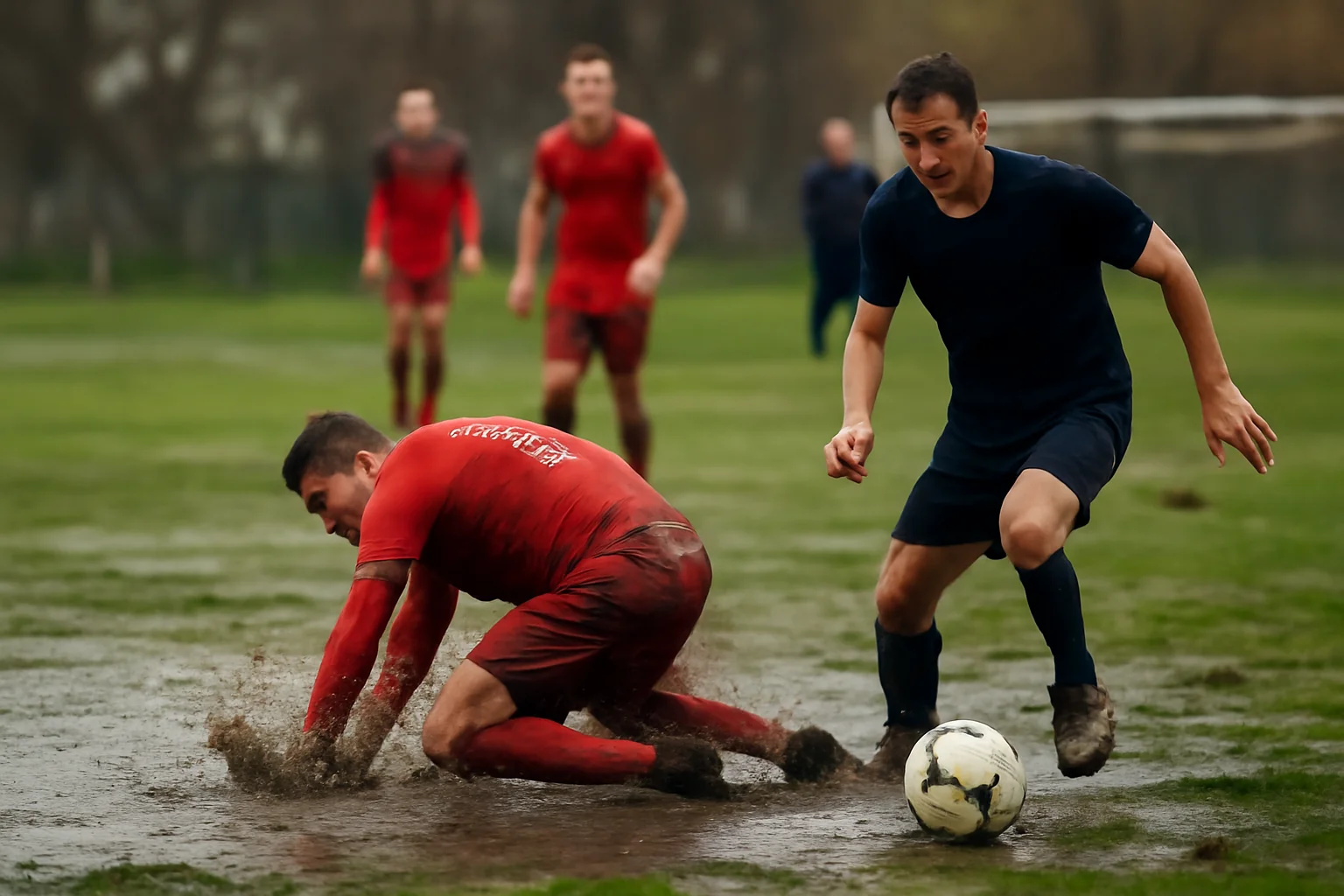 Fotbal dificil și teren băltind după ploi, Călăreții roșii pierd în penultimul minut în fața echipei lui Claudiu Niculescu