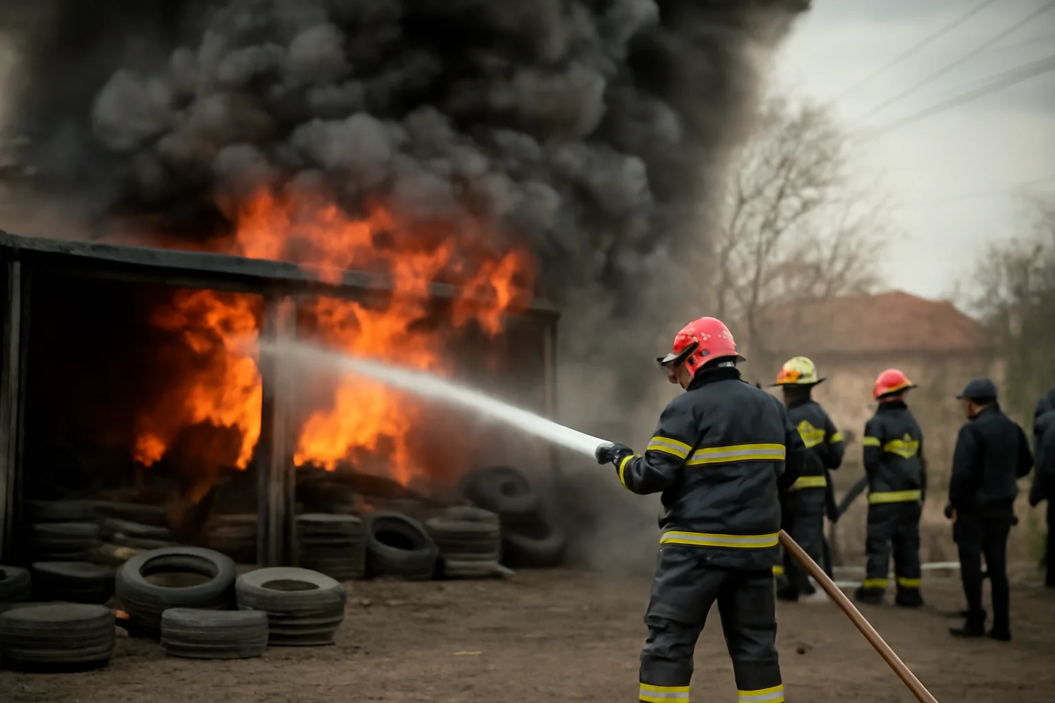Incendiu la o vulcanizare din zona Veștem, intervenție a pompierilor militari de la Sibiu