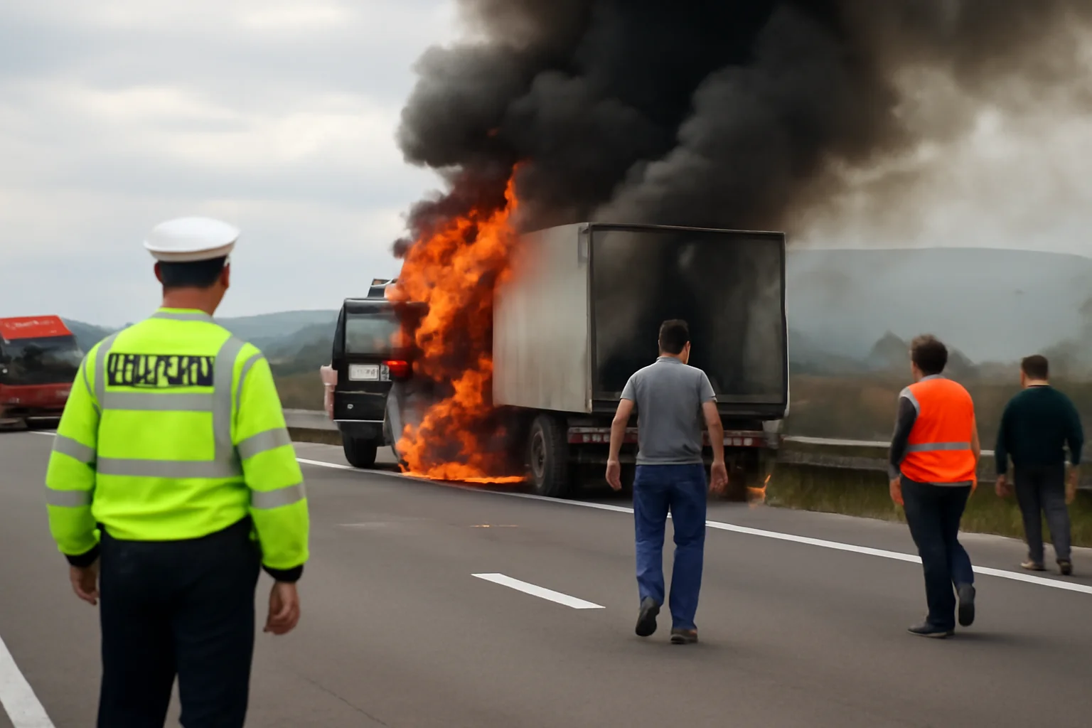 Incendiu la un ansamblu TIR pe A1, în zona Săliște, județul Sibiu: trafic restricționat temporar pe sensul Sebeș–Sibiu