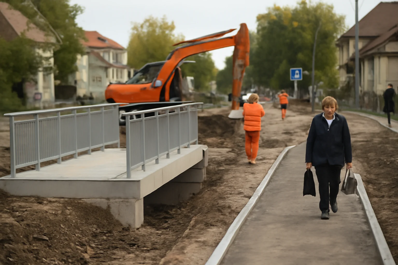 Lucrări avansate pe strada Valea Adâncă în Mediaș: pod și parcări