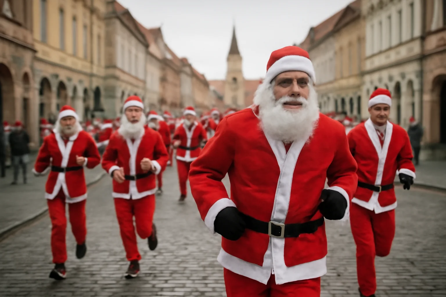Moși Crăciun aleargă prin Sibiul pentru o cauză caritabilă