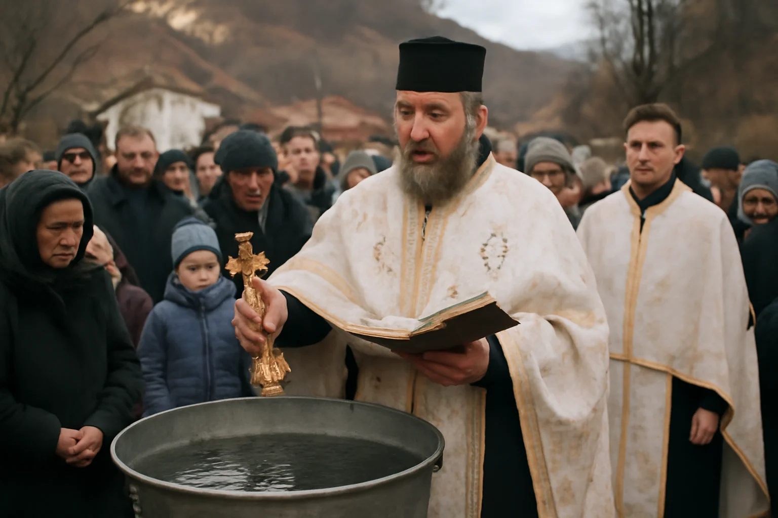 Sfințirea Aghiazmei Mari la Rășinari, de Bobotează, în județul Sibiu