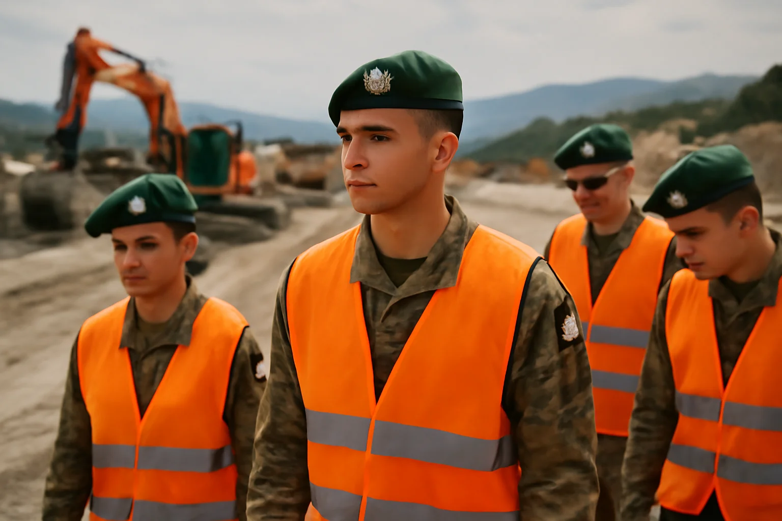 Studenții Academiei Forțelor Terestre efectuează practică pe șantierul autostrăzii Sibiu-Pitești