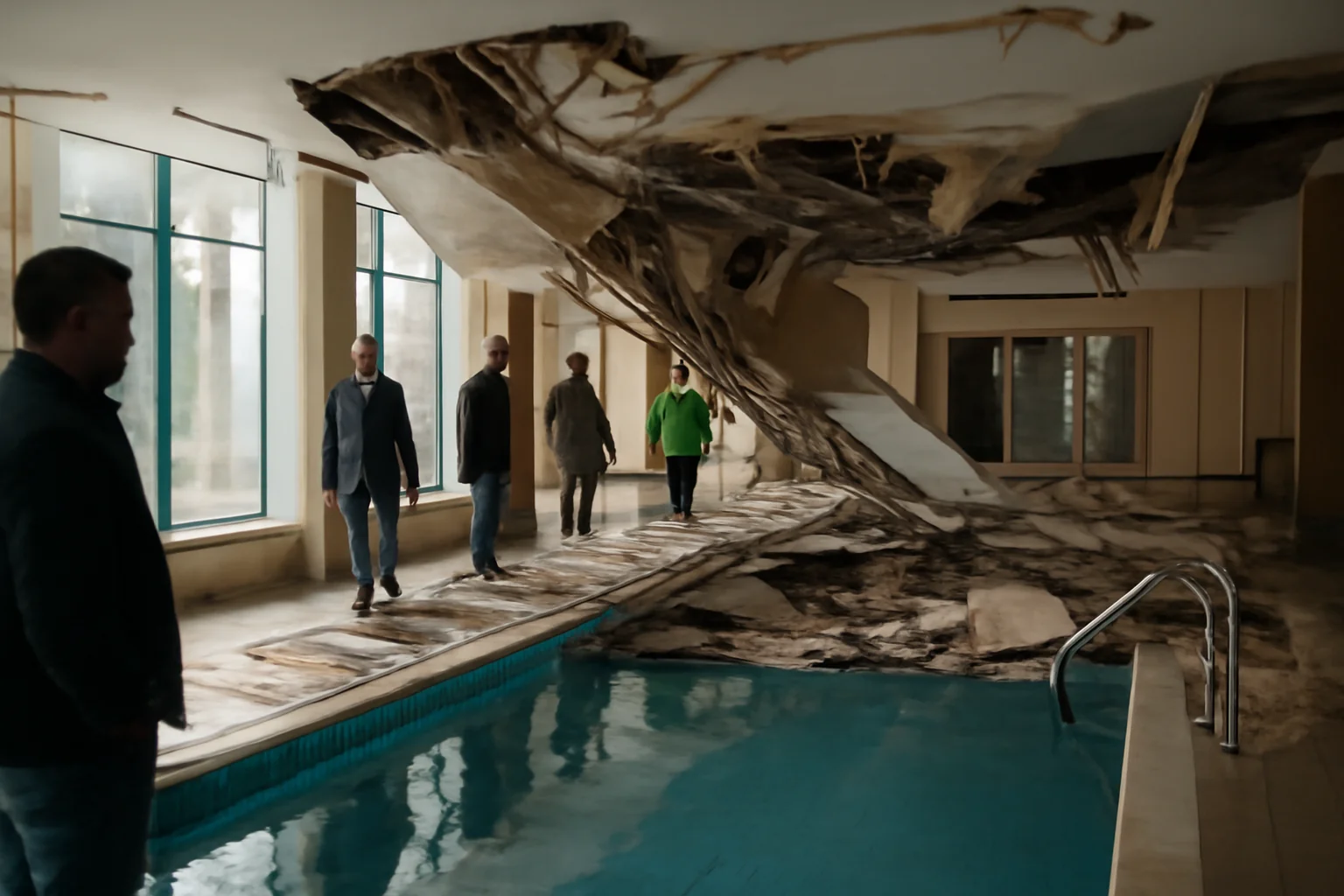Tavan prăbușit la piscina unui hotel din Sibiu: șapte persoane rănite