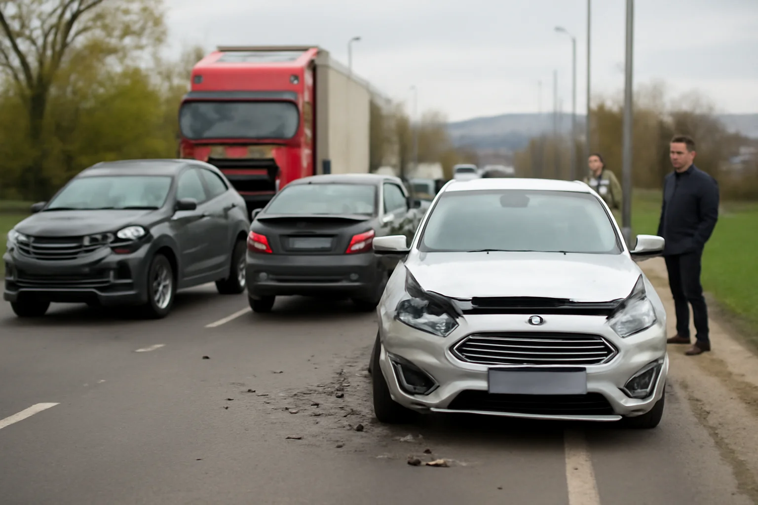 Trafic blocat pe DN 14 la ieșire din Mediaș, județul Sibiu, după un accident cu trei autoturisme