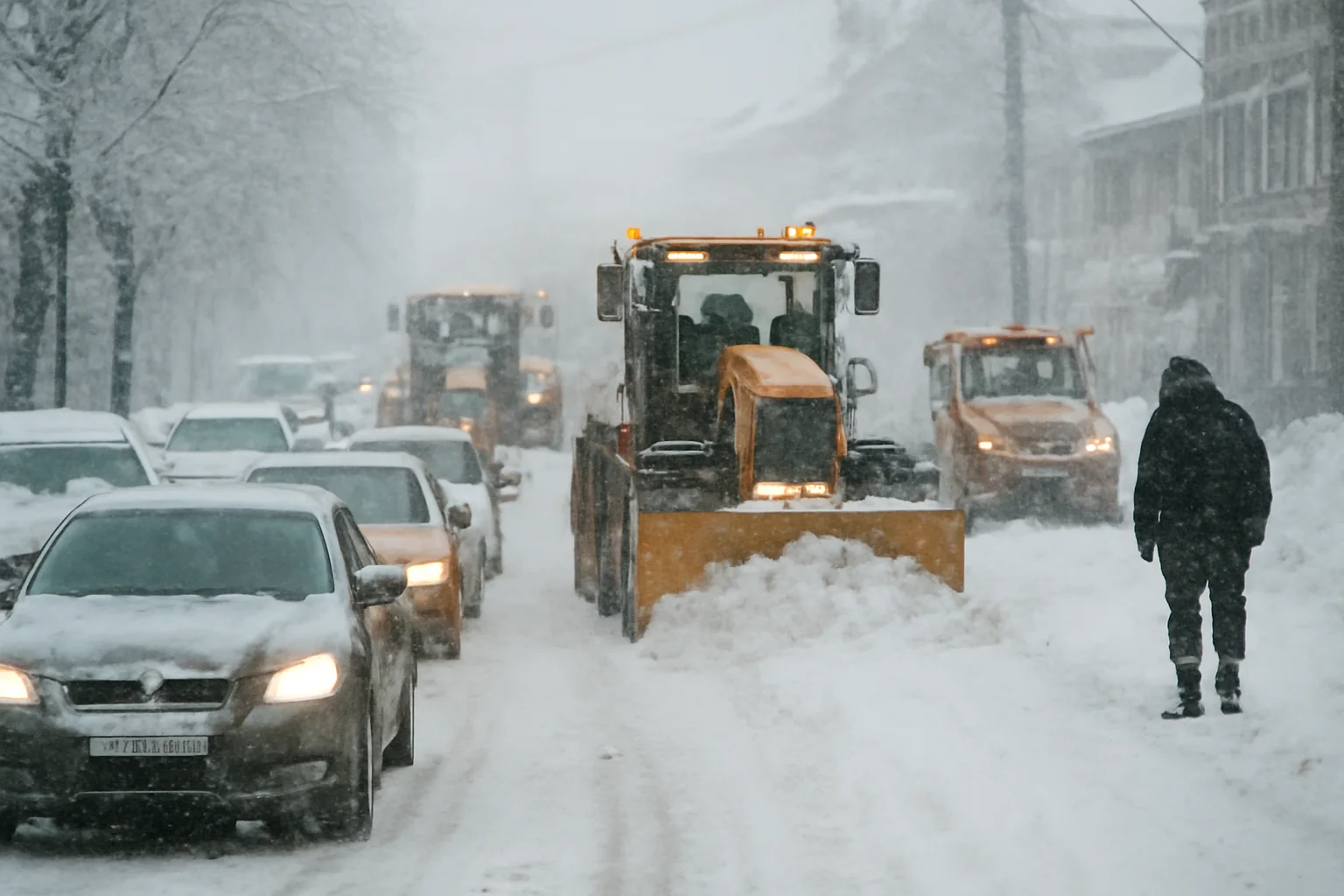 Trafic îngreunat de ninsoare la Sibiu pe 3 ianuarie 2026, cu zeci de utilaje la deszăpezire