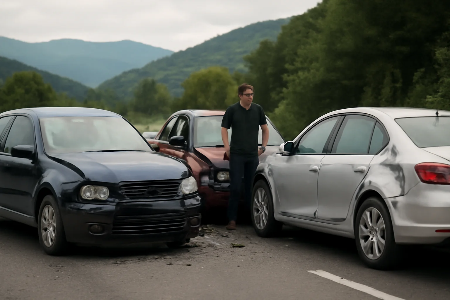Trafic îngreunat pe DN1, la Hula Bradului, după un accident cu trei mașini lângă Sibiu
